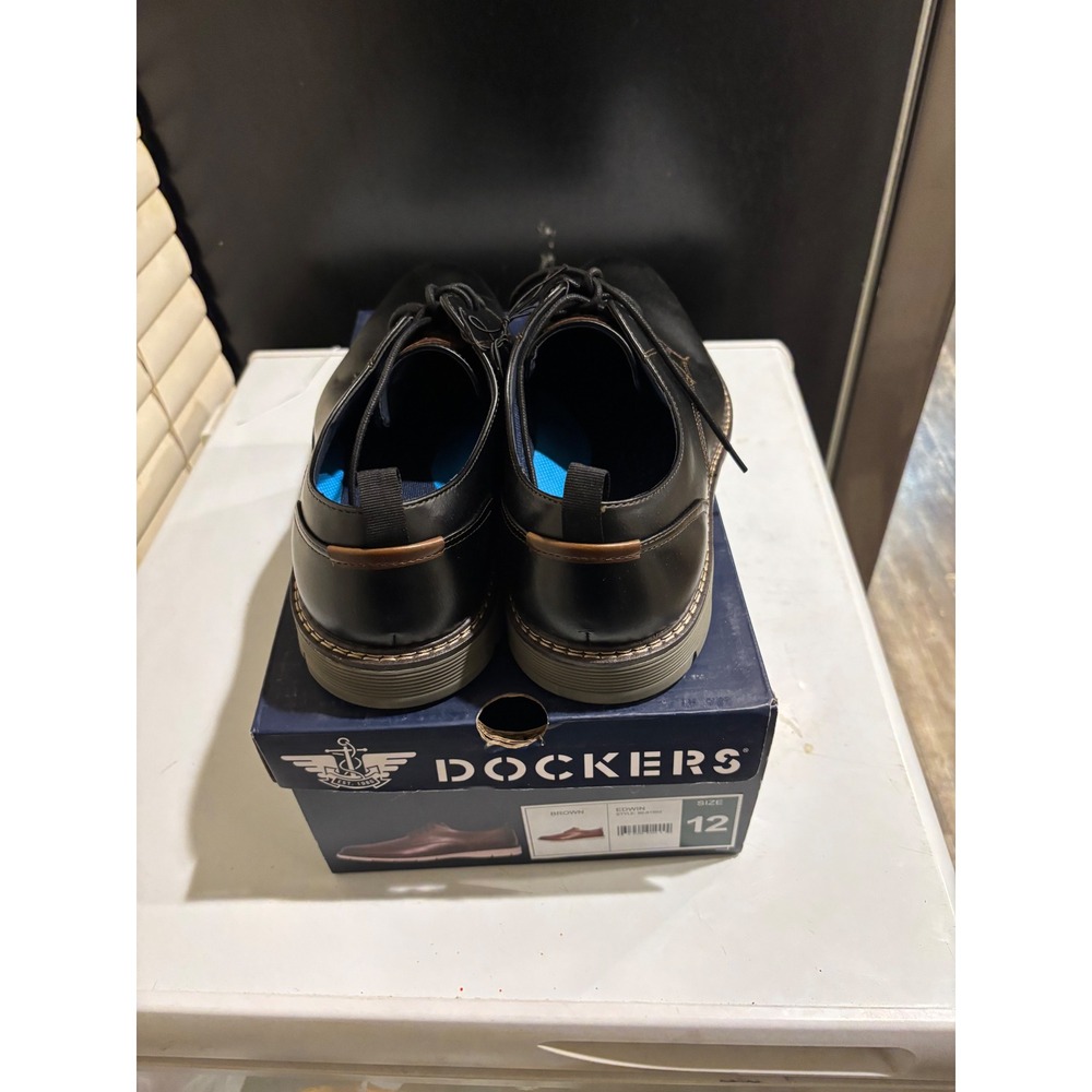 Dockers Edwin Mens Black Supreme Comfort Plain Toe Oxford Shoes 90-81502 Size 12